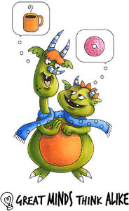 Great Minds Snacks Two Headed Dragon + Sentiment rubber stamps