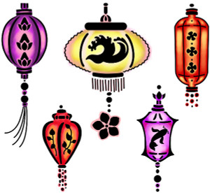 Eastern Lanterns Set art rubber stamps