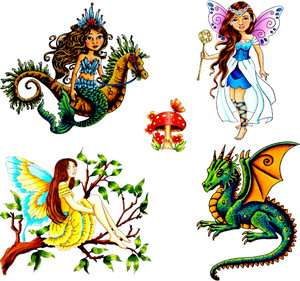 Mermaid Seahorse, Butterfly, Dragon rubber stamps Mythical Reflections  Full Set