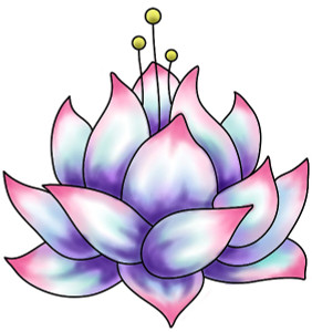 Blank Canvas Lotus flower - Large rubber stamp