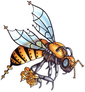 Steampunk Bee Ware rubber stamp