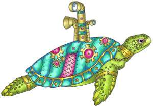 Steampunk Sea Turtle rubber stamp