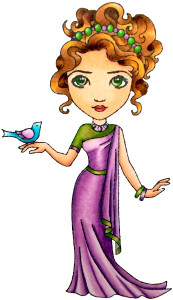 Woman with Bird rubber stamp Classic Eyes Carmen Medlin Designs 