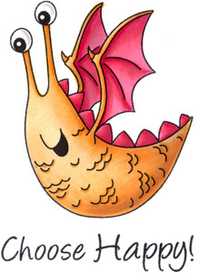 Choose Happy Winged Curiosity rubber stamp Carmen Medlin Designs