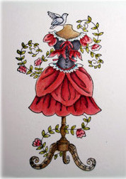 Naturally Styled Fancy Spring Dress on dress form stand rubber stamp