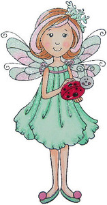 Poppie Fairy with flower dress rubber stamp