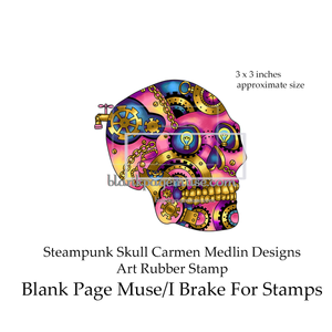 Steampunk Skull rubber stamp Carmen Medlin Designs IBFSCM001-2