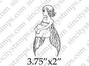 Fairy Sitting Fantasy Art Rubber Stamp SC62-6