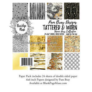Tattered & Worn 6x6 inch sheets Paper Pack designed by Pam Bray PBpTW 1