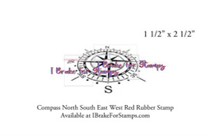 Vintage Style Compass Rubber Stamp SB154-6 1
