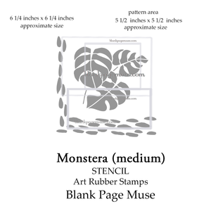 Monstera leaves with borders reusable plastic art Stencil for Mixed Media, Journals, Handmade Cards BPMstMonMed