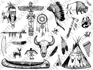 Native Americans Art Rubber Stamp Sheet SC100