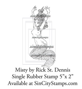 Misty Mermaid Art Rubber Stamp by Rick St Dennis SCRSD04-02