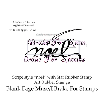 Noel with Star Script style word art rubber stamp 