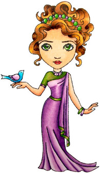 Woman with Bird rubber stamp Classic Eyes Carmen Medlin Designs 