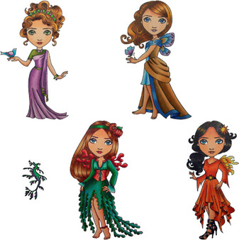 Set of Women in themed costumes, Water, Fire, Butterfly, Bird  Eyes of Dreams Collection Rubber Stamps Carmen Medlin Designs