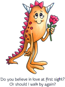 Dragon with flower Loves Me rubber stamps Carmen Medlin Designs