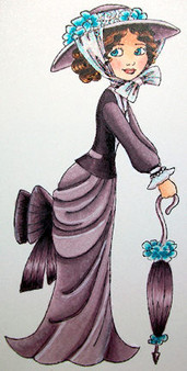 Victorian Era Woman with Parasol rubber stamp