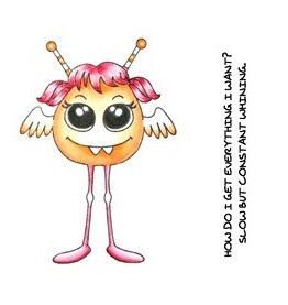 Monster Flirt Set with word rubber stamps