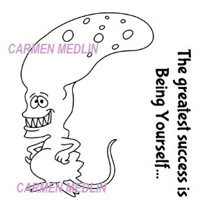 Monster Success Set words Rubber Stamp