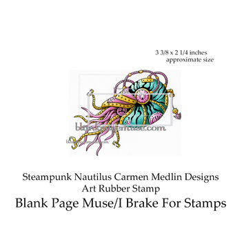 Steampunk Nautilus rubber stamp Carmen Medlin Designs IBFSCM001-1