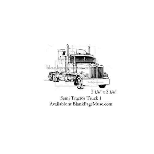 Semi Tractor Truck facing right Rubber Stamp SC0093-14