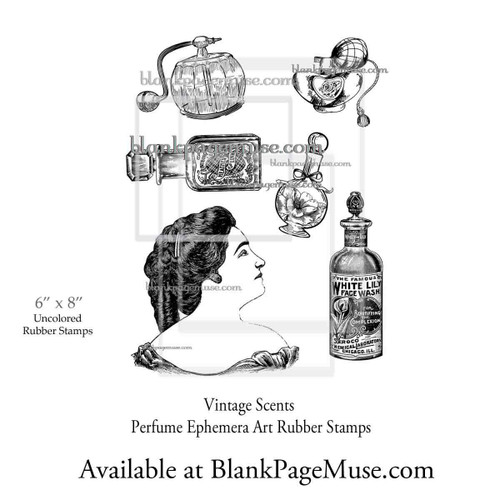 Vintage Scents Perfume Ephemera Art Rubber Stamps BPM205