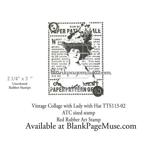Vintage Collage Lady with Hat Art Rubber Stamp TTS113-02