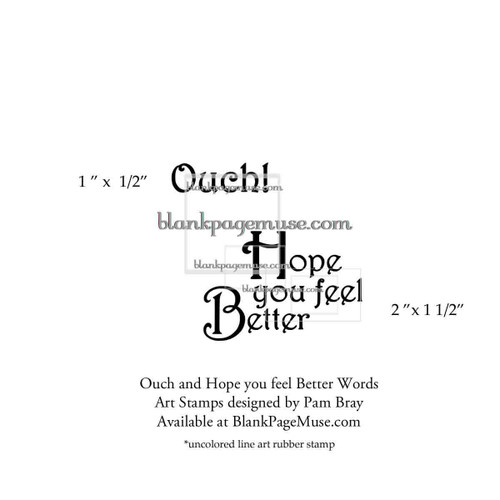 Ouch and Hope you feel better Words Red Rubber Stamps Pam Bray Designs PBOuch