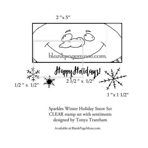 Sparkles Snowman Happy Holidays Label Slimline Mini CLEAR stamp set designed by Tonya Trantham TTcSp