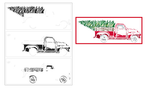 Slimline card sized stencil in 3 layers allowing you to create easily in different colors. Stencil designed by Carmen Medlin.
TCW6005 Slimline Layered Christmas Tree Truck 8½"x11" Stencil - 8½ x 11 (842254060054)