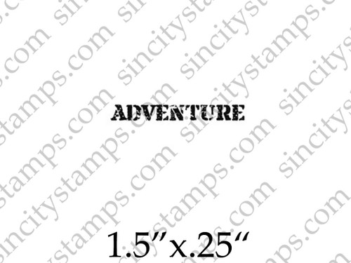 Adventure Stencil Style Word Rubber Stamp