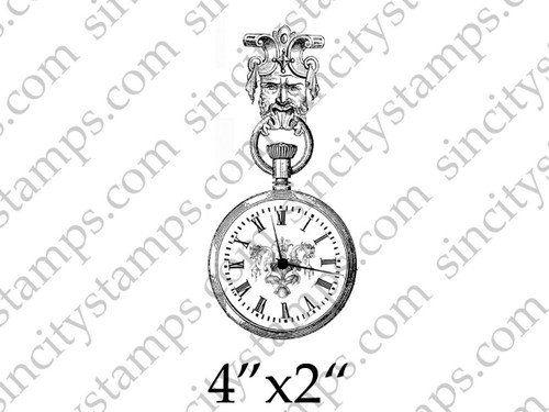 Pocket Watch Door Knocker Style Art Rubber Stamp