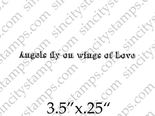 Angels fly on wings of love Phrase Word Rubber Stamp