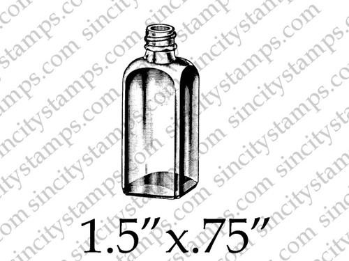 Bottle Square Bottom Art Rubber Stamp