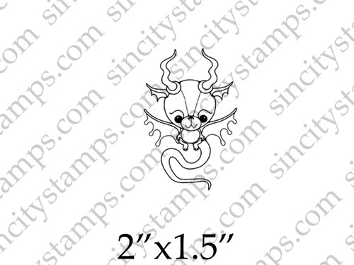 Small Baby Dragon Fantasy Art Rubber Stamp SC62-12