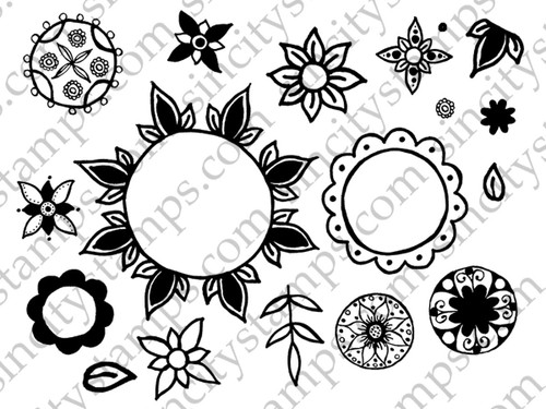 Petals and Flowers by Michelle Frae Cummings Art Rubber Stamp Sheet Set SC58