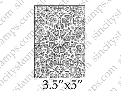 Iron Work Engraved Look Background Art Rubber Stamp SC84-2