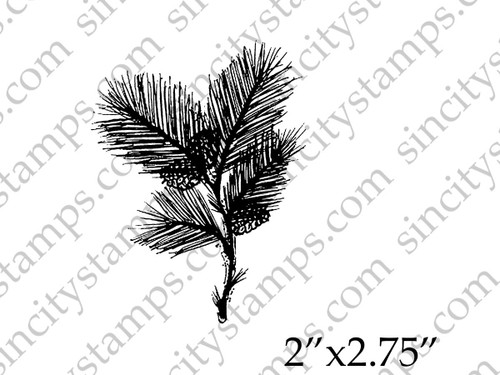 Pine Tree Branch Rubber Art Stamp by Pam Bray Designs SC48-6