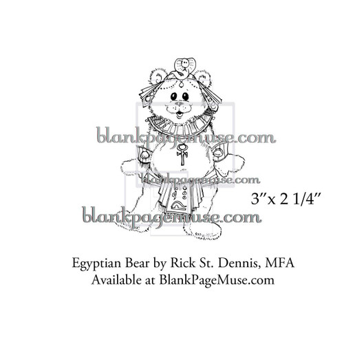 Egyptian Costume Bear Line Art Rubber Stamp Rick St Dennis RSDIBFS017-08
