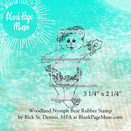 Woodland Nymph Bear by Rick St Dennis Line Art Rubber Stamp RSDIBFS016-16