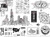 Travel stamps, Urban Skyline, Compass, City Rubber Stamps SB154A 