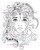 Elements - Earth Goddess Portrait style rubber stamp of a Woman with Iguana