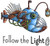 Lantern Fish with sentiment art rubber stamps Steampunk Mech style Incandescent Light Set
