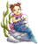 Water Babies Merchild sitting on rock rubber stamp