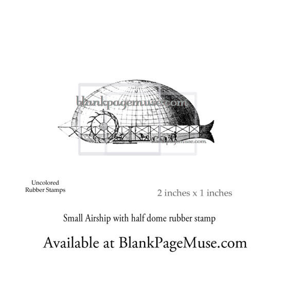 small steampunk inspired airship with half dome top rubber stamp