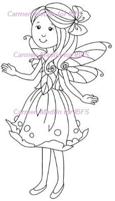 Friendship Rose Fairy rubber stamp Carmen Medlin Designs