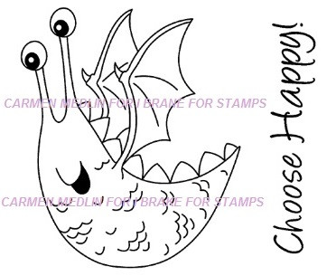 Choose Happy Winged Curiosity rubber stamp Carmen Medlin Designs