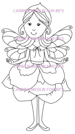 Pansella Fairy with Flower Dress rubber stamp