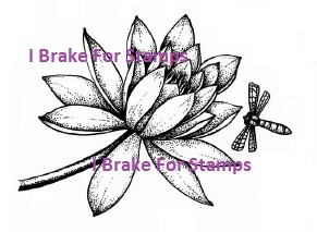 Lily and Dragonfly small rubber stamp